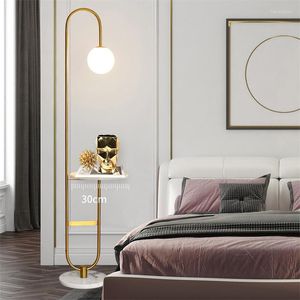 Lampadaires Moderne Nordique LED Art Déco Lampe Sur Pied Avec Table Ronde Décor De Chambre Pour Salon Canapé Lumières Thé