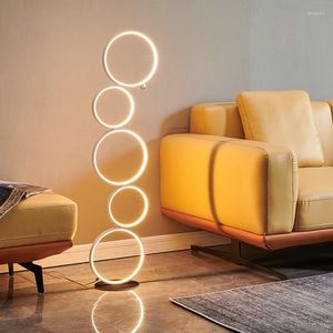 Vloerlampen moderne eenvoudige woonkamer slaapkamer cirkel led dimmende decoratieve lamp