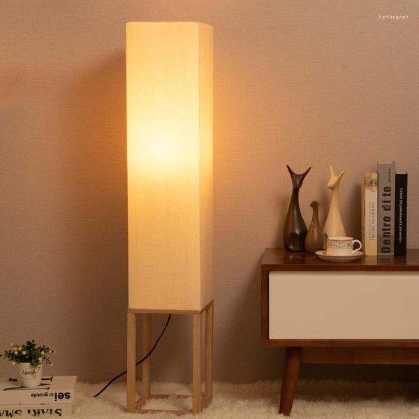 Lampadaires Moderne Bois Pour Salon En Bois Tissu Debout Chambre Lampe De Chevet Stand Lumière Intérieur Décor Luminaires