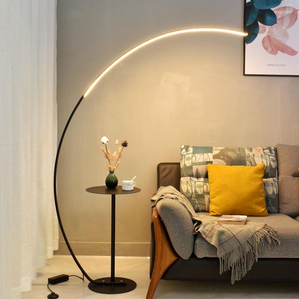 Lámparas de pie Diseñadores nórdicos Lámpara de arco LED Decoración para el hogar Pesca Accesorio de luz vertical Moderno Estudio simple Café Dormitorio Luces de pie