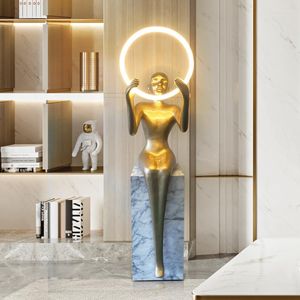 Lampadaires Nordic Humanoid Sculpture Abstraite Verticale Lampe Bureau De Vente El Lobby Ornements D'art Décoratif