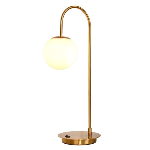 Lampadaires Lampe De Table En Fer Nordique Doré Lumière Noire De Luxe Salon Étude Post Moderne Minimaliste Boule De Verre Chambre Éclairage De Chevet