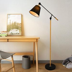 Vloerlampen Noordelijke wit zwart houten kleurlamp modern e27 staande eenvoudige hoek metalen leeslicht