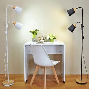 Lampadaires Nordique En Bois Lampe Simple E27 LED En Fer Forgé Personnalité Verticale Réglable Pour Salon Chambre StudyFloor