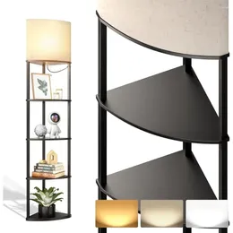 Floor Lamps OEING Addlon Corner Lamp Shelf Display With 3 Color Temperatures LED Bulb Shelves For Living Room Bedroom