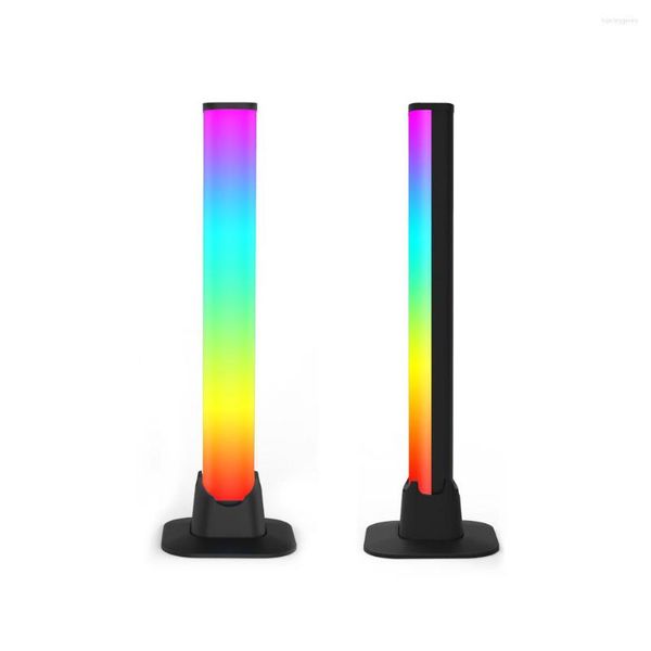 Lampadaires Lot de 2 Pickup Rhythm Light RVB Coloré APP Bluetooth-compatible Musique Ambiance LED Salle Éclairage USB Avec Microphone