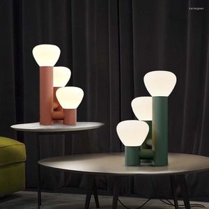 Lampadaires Parc Lampe De Table Nordique Moderne Minimaliste En Verre Abat-Jour Créatif Coloré Pour Salon Café Chambre Lampe De Chevet