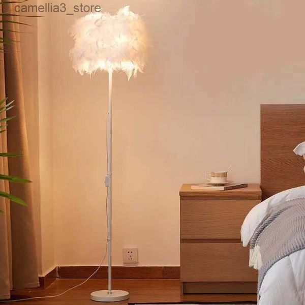 Lámparas de pie Lámpara de lectura Lámpara de pie de plumas de moda Lámpara de mesa Decoración interior cómoda y moderna Estudio de dormitorio E27 bombilla lámpara LED Q231016