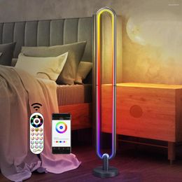 Vloerlampen RGB LED LAMP U-vormige slimme bluetooth-app Remote Light Slaapkamer Bedcoratie Muur Hoek Binnenfeestje