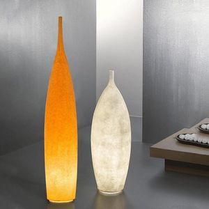 Lampadaires Lampe Debout Design Bambou Rotin Arc Moderne Bois Boule De Verre