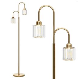 Lampadaires style moderne simple or éclairage intérieur nordique métal cuivre K9 cristal grande lampe pour salon résidentiel