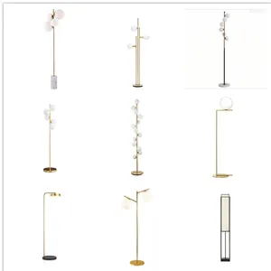 Lámparas de pie Trípode Lámpara de luz Bambú Sala de estar Soporte Bola de cristal Pluma Industrial
