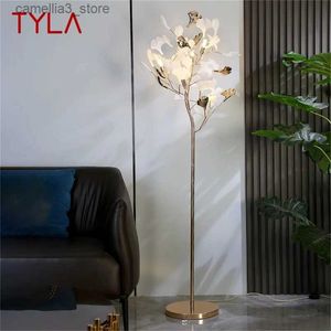 Lámparas de pie TYLA Lámpara de pie creativa nórdica Ginkgo Forma de flor Luz LED moderna decorativa para el hogar Sala de estar Q231016