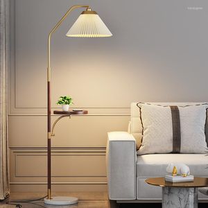 Lampade da terra stile vintage pieghettato in legno massello soggiorno comodino studio lampada da terra luci camera da letto Home Deco