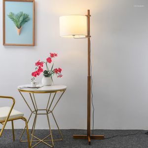 Vloerlampen vintage houten lamp Noordelijke slaapkamer led woonkamer el stof huisverlichting verticaal