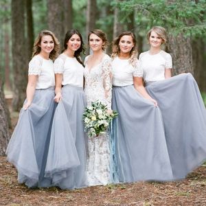 Longueur de plancher 5 couches en tulle robes de demoiselle d'honneur jupe bleue pour la fête de mariage