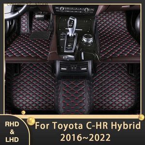 Tapis de sol Tapis de sol de voiture pour Toyota C-HR hybride CHR CH R AX10 AX50 2016 ~ 2022 coussinets de pied automatiques personnalisés accessoires d'intérieur de tapis en cuir Q231012