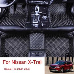 Alfombras de piso alfombrillas de automóvil personalizadas para Nissan X-Trail Rogue T33 2022 ~ 2023 Alfombras de cuero Auto Almohadillas protectoras Piezas interiores impermeables Q231012