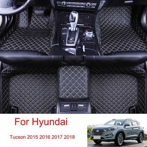 Tapis de sol Tapis Tapis de sol de voiture sur mesure pour Hyundai Tucson 2015 2016 2017 2018 tapis Auto en cuir tapis de protection tapis pièces intérieures imperméables Q231012