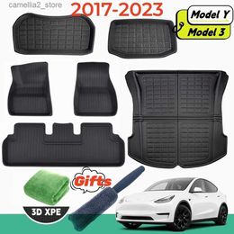 Alfombrillas Alfombras Modelo Y Modelo 3 Alfombrilla para Piso 2017-2023 Alfombrilla para Equipaje Personalizada para Alfombrilla Tesla Alfombrilla para Maletero 3D XPE Juego Antideslizante para Todo Clima Alfombrilla para Revestimiento de Piso Q231012