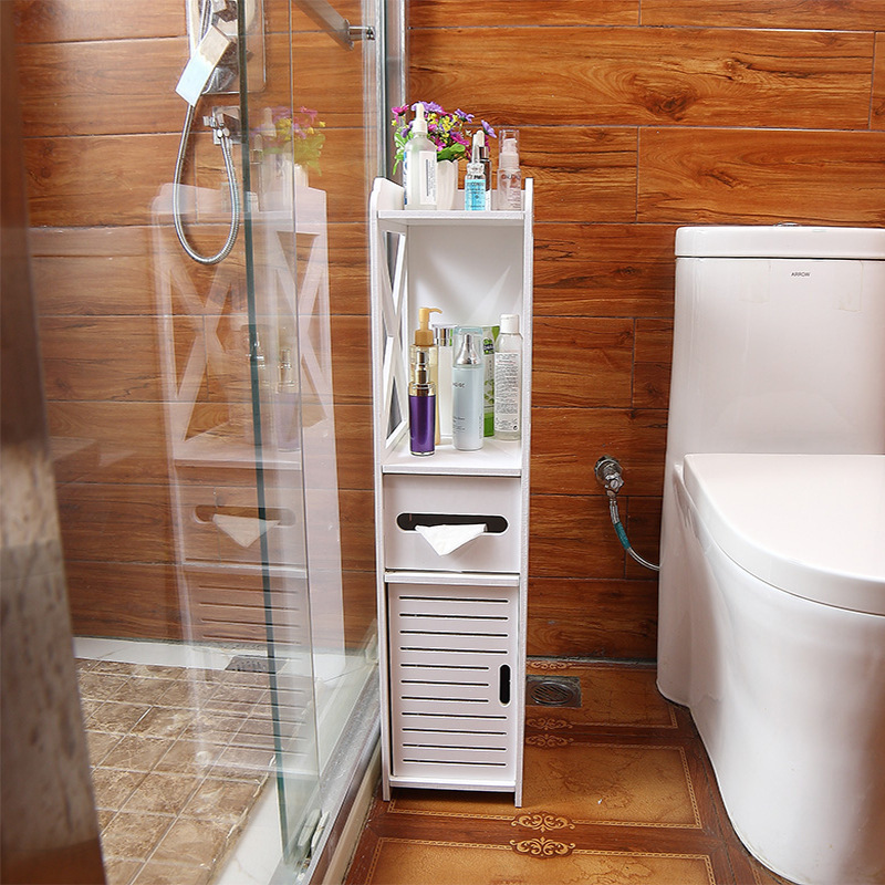 Vloer gemonteerd waterdicht toilet zijkast PVC badkamer opslag rack slaapkamer keuken opslag planken thuis badkamer organizer T200413