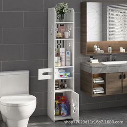 Gabinete de baño de piso Manejo de múltiples capas Ranura de almacenamiento lateral de almacenamiento impermeable 240418