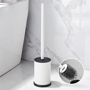 Vloer staande toilet borstel huishouden geen dode hoek reiniging gereedschap siliconen nylon hoofd badkamer accessoires 210423