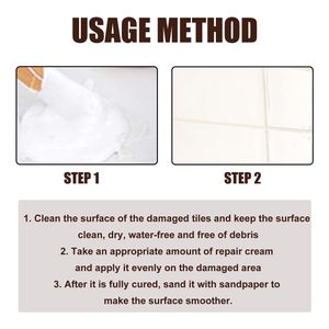 Réparation de carreaux de sol crème Crème de céramique pratique Adhésif Kit de réparation de douche à fixation rapide pour le marbre / baignoire / toilettes / lavabo Réparation