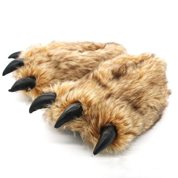 Flops Animal Claw Paw Pantres pour adultes Costume Soft Fun Soft Chaussures maison Plans peluches de pantoufles de fourrure moelleuses