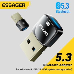 Flops Essager USB Bluetooth 5.3 5.0 Adaptateur de dongle pour le haut-parleur PC Wireless Mouse Ecoute Keyboard Musique récepteur audio récepteur