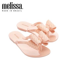 FLOPS Melissa Big Bow Women Jelly Shoes Flip Flop 2021 Nuevas mujeres zapatillas planas Sandalias de gelatina Melissa Brasileño Jelly de gelatina