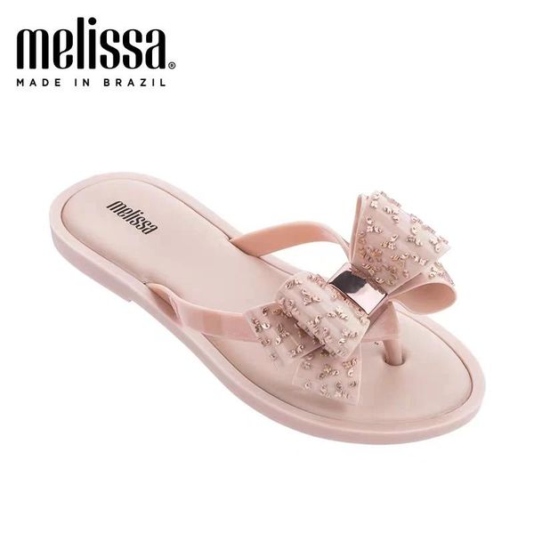 Chanclas Melissa verano lazo grande zapatillas planas Adulto zapatos de jalea mujer pisos 2020 nuevas chanclas de mujer Melissa zapatos femeninos chanclas