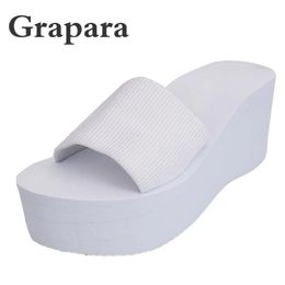 Flops zomer vrouw schoenen platform bad bad slippers wig strand flip flops hoge hak slippers voor vrouwen zwarte eva dames schoenen grapara