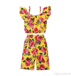 Floral Baby Girls Outfits Flower Shorts Ropa para niños Fashion Summer Kids Clothing Tops Tops Shorts 2pcs Suits4054612