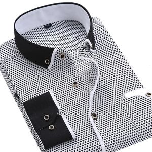 Chemise boutonnée florale pour hommes marque mâle de haute qualité chemises à manches longues décontracté Slim Fit noir homme vêtements chemises habillées 240226