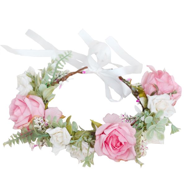 Floral Crown Hair Band Girl Flower Wreath Bandband Head Pieces Halo Headpiece Garland Festival Mariage de mariage Q714