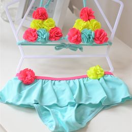 Floral Cute Kids Baby Girl Bikini Sets Swimsuit Swimwear Baden Suits Peuter zwemkostuum Tweedeels Beach Biquini 220426