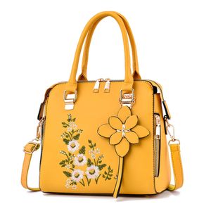 Schoudertas met bloemendetail Trendy handtas met ritssluiting voor werk Casual crossbodytas Damestas met bloemendecor