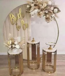 Bloemen display Wedding Decoratie Metal Plint Tafel Achtergrond Achterste Party Verjaardagsfase Cake Flowers Crafts Ballonnen Holder Diy Grand Event Backdrops SXAUG08