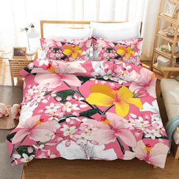 Couverture coulée florale printemps motif de fleurs coloré-literie jumelle ensemble pour enfants adolescents adultes microfibre double reine king couchet