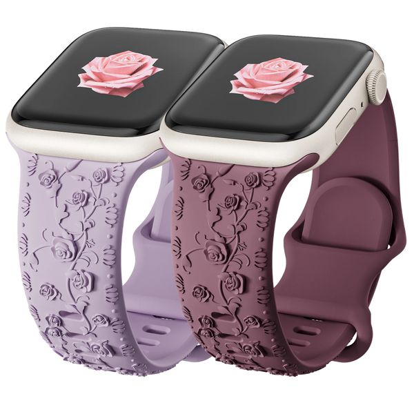 Sangle à gravure florale pour Apple Watch Band 40mm 44mm 41mm 49 mm 45 mm 38 mm 42 mm Bracelet Série Iwatch Series 9 7 SE 6 8 Ultra 2