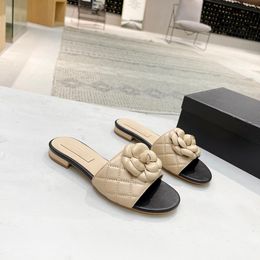 Floral Flat Slippers Leather Round Toe chaussures de créateurs de luxe pour femmes High Heels Factory Shoes avec boîte