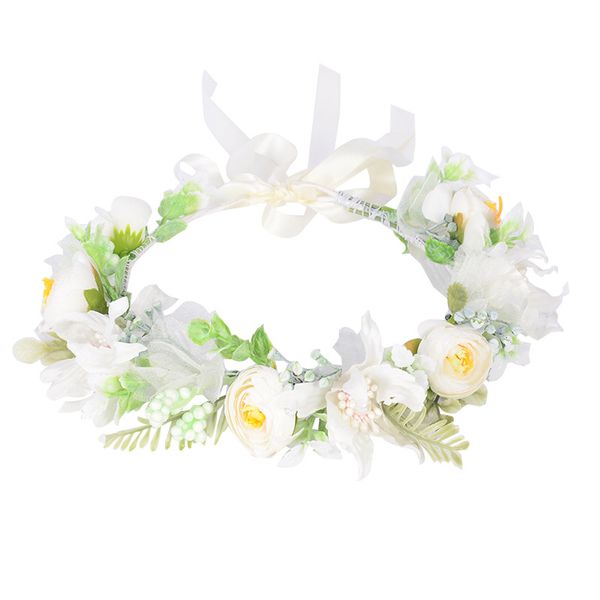 Bandeau à cheveux floral fille couronne de fleurs bandeau Halo pièces de tête couronne guirlande casque Festival fête de mariage Q170b