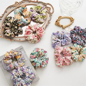 Chouchous pour cheveux floraux pour femmes, bandeaux imprimés de fleurs, corde élastique, support pour queue de cheval, version coréenne, accessoires pour cheveux