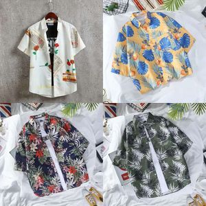 Bloemen Haruku Shirt Short Sheefed -shirt voor de Koreaanse versie van heren sexy strand losse en zonbestendige Hawaiiaanse jas