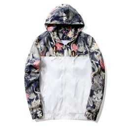 Floral Jacket Herfst Heren Hooded Jassen Slanke Fit Lange Mouw Homme Trendy Windbreaker Jas Merk Kleding Drop 211009