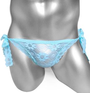 Floral Lace gebreide sissy slijsten lingerie sexy zie door hoge elastische heren kort ondergoed sissy schattig slipje onderbroeken6003019