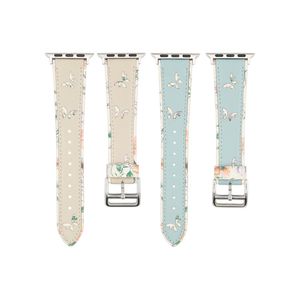 Bloemenleren band compatibel met Apple Watch Band Women 41/40/38 mm 45/44/42/49mm (Ultra/Ultra 2) Leuke chique handgemaakte Daisy Stitched Designer -band voor IWatch -serie