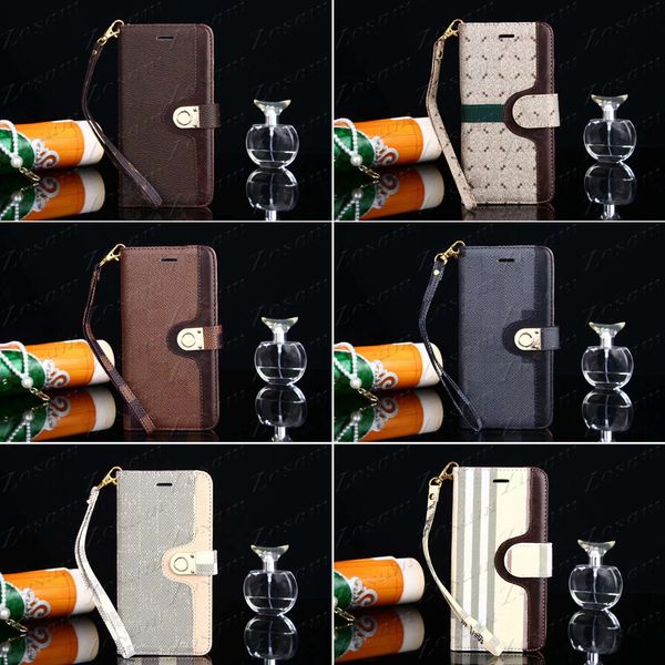 Cajas de teléfonos de letra floral para iPhone 15 14 más 13 13pro 12 12pro 11 Pro Max Leather Willet Case Fit para Samsung Galaxy S23 S22 S21 S20 Ultra Note 20