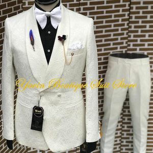 Costume à fleurs pour hommes, 3 pièces, coupe cintrée, mode châle, veste à revers, gilet, pantalon, ensemble bal de promo, Business, luxe, Tuxedos